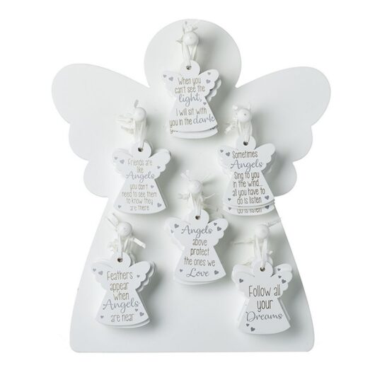 Set lesenih obeskov HEAVEN SENDS Angel - z napisi, 36v1