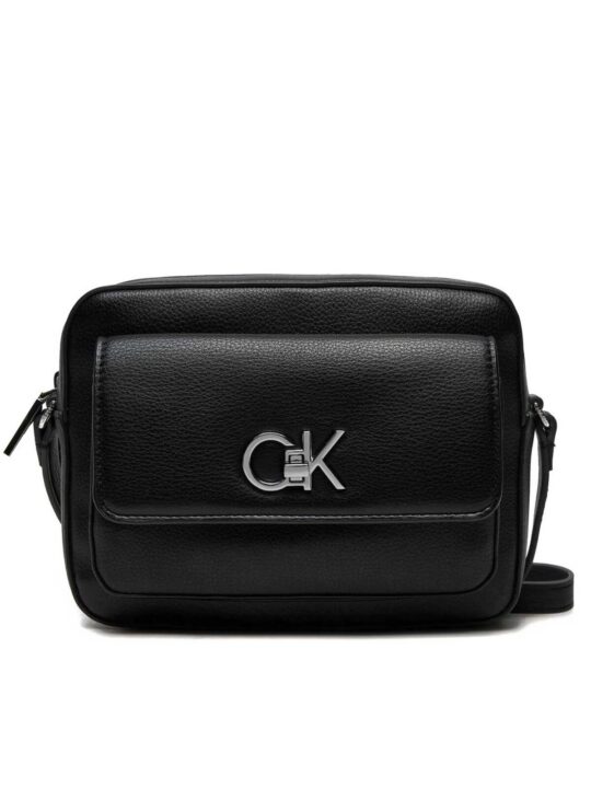 Torbica za čez ramo CALVIN KLEIN Re-Lock - črna, elegantna, ženska