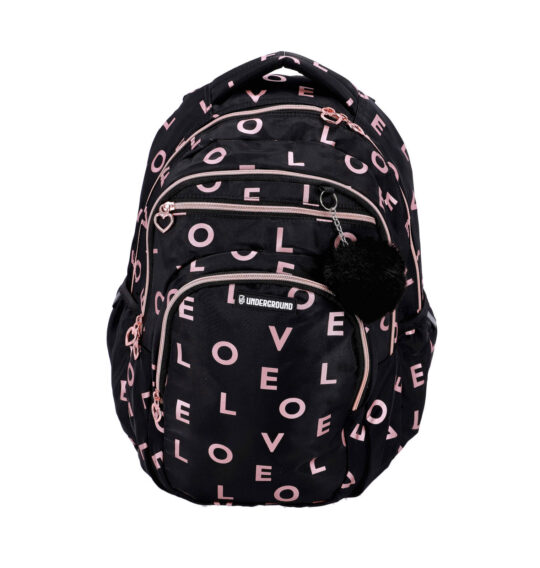Šolski nahrbtnik UNDERGROUND Alta - roza, pom pom