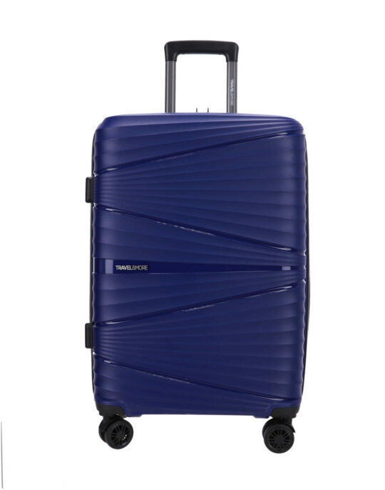 Kovček TRAVEL AND MORE Unbreakable - temno moder, srednji, trdi, 55 l