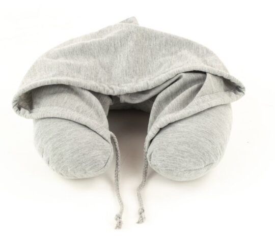 Potovalna blazina TRAVEL & MORE Hood - siva, s kapuco