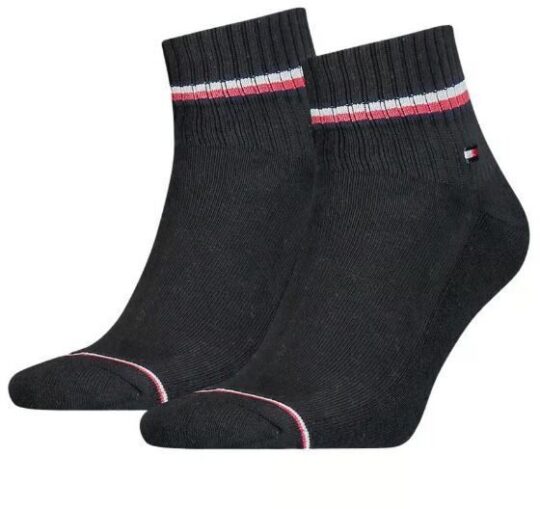 Moške nogavice TOMMY HILFIGER - četrtinske, črne, 2 para, 43/46