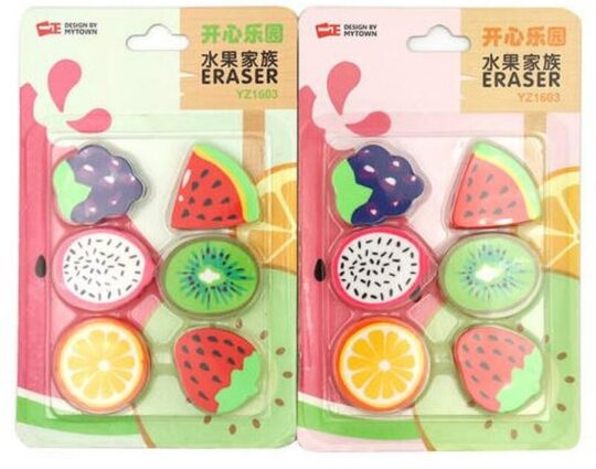 Radirka IIGEN - set, 6 kos, sadje, sort