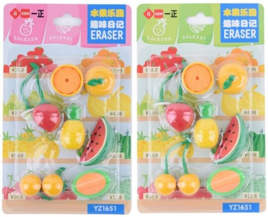 Radirka IIGEN - set, 7 kos, sadje, sort