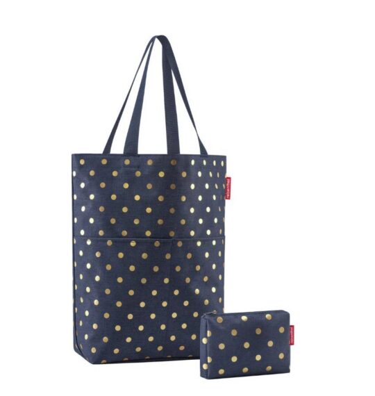 Nakupovalna torba REISENTHEL #1 - metallic dots blue, set z kozmetično torbico