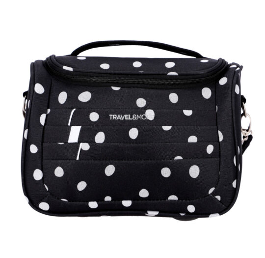 Kozmetični kovček TRAVEL AND MORE - črne pike, 30×20×17 cm