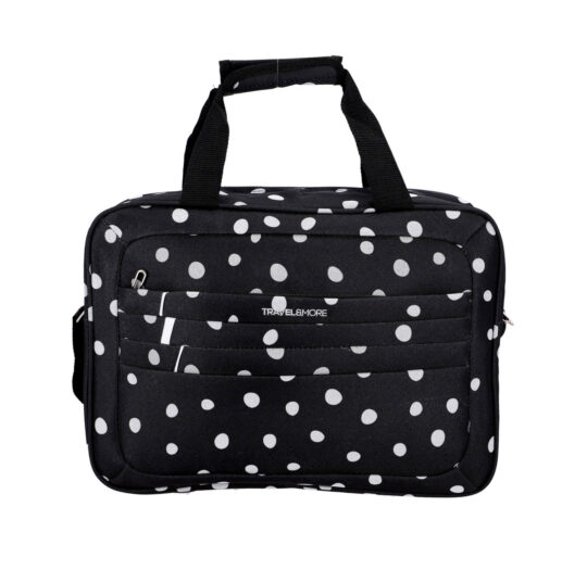 Potovalna torba TRAVEL & MORE - črne pike, 40×29×14 cm