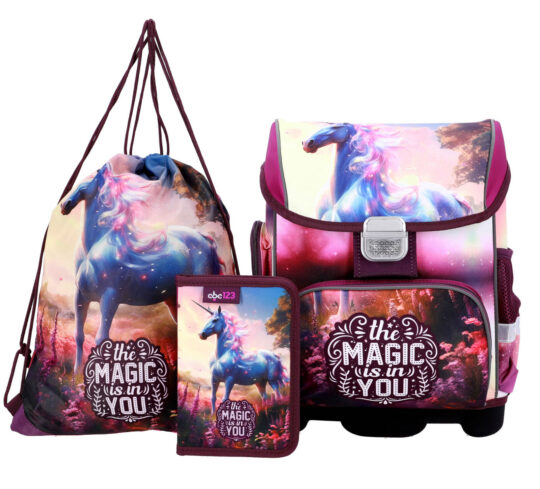 Šolska torba ABC123 Starter - samorog, 20 l, 3-delni set