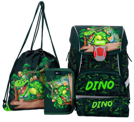 Šolska torba ABC123 LED - dino, 4-delni set