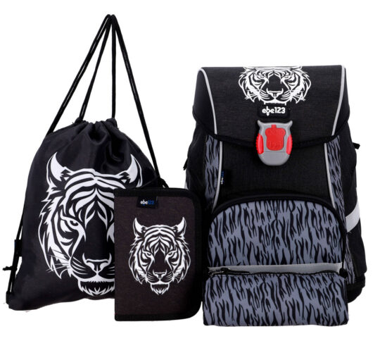 Šolska torba ABC123 LED - tiger, 4-delni set