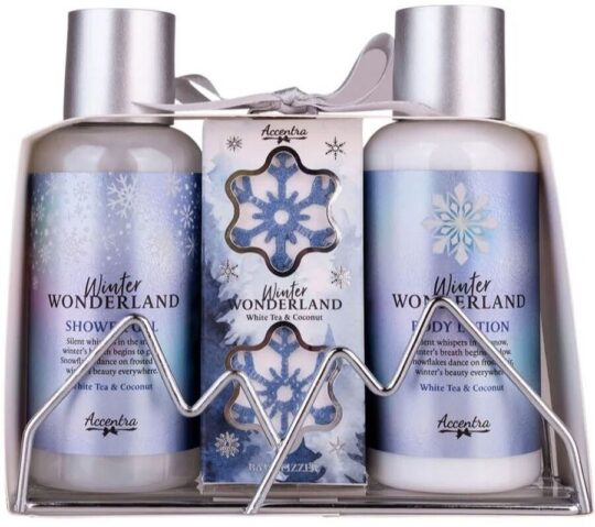 Darilni set WINTER WONDERLAND - kopanje, gel 100 ml, losjon 100 ml in 2 x 25 g bombica za kopanje