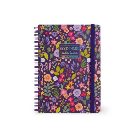 Špiralni blok LEGAMI - velik, črtni, flowers