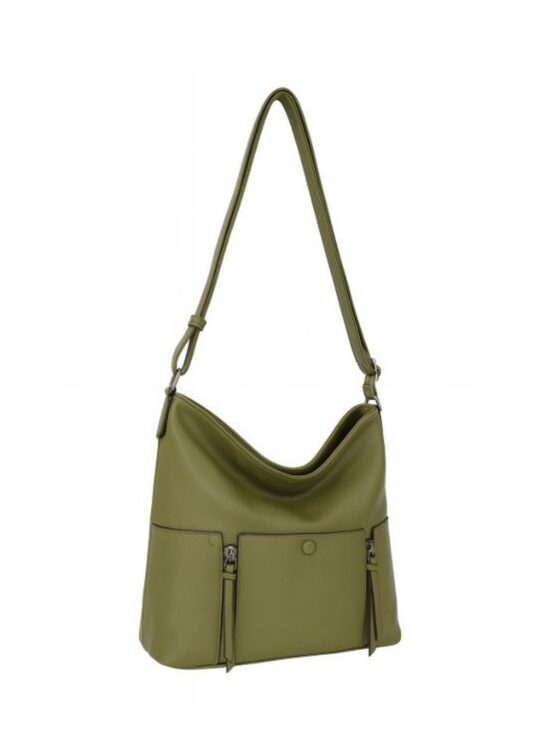 Vrečasta torbica LS COLLECTION Erik Style - zelena, hobo