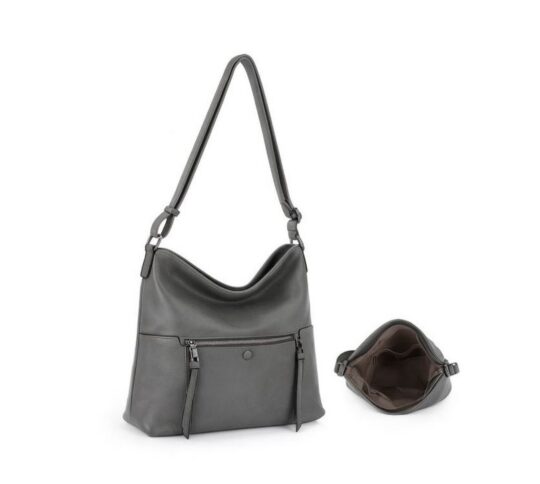 Vrečasta torbica LS COLLECTION Erik Style - siva, hobo