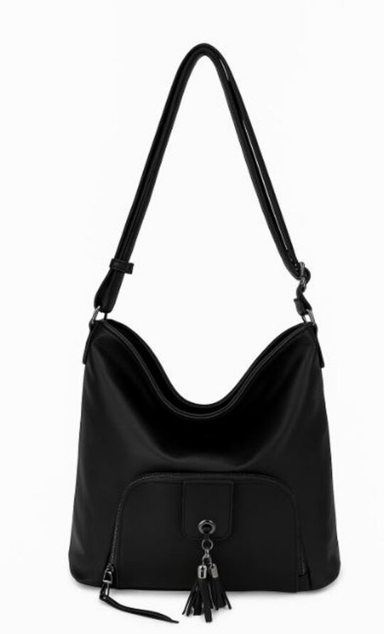 Vrečasta torbica LS COLLECTION Erik Style - črna, hobo