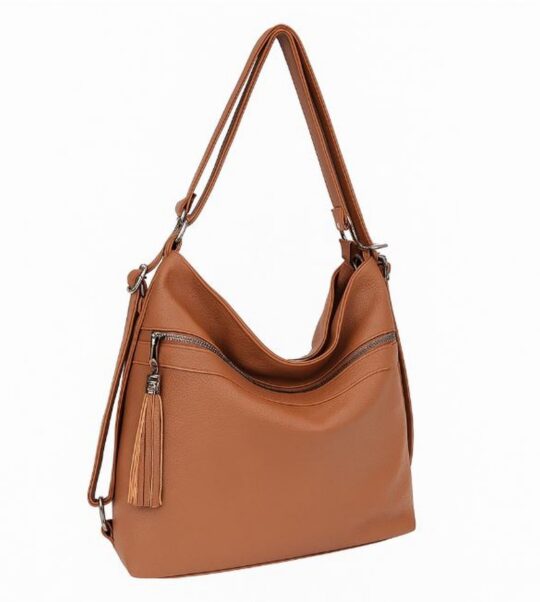 Vrečasta torbica LS COLLECTION Erik Style - rjava, hobo