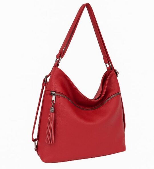 Vrečasta torbica LS COLLECTION Erik Style - rdeča, hobo