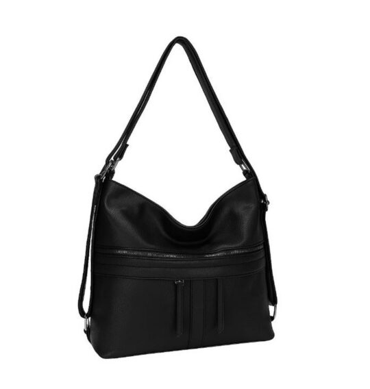 Vrečasta torbica LS COLLECTION Erik Style - črna, hobo
