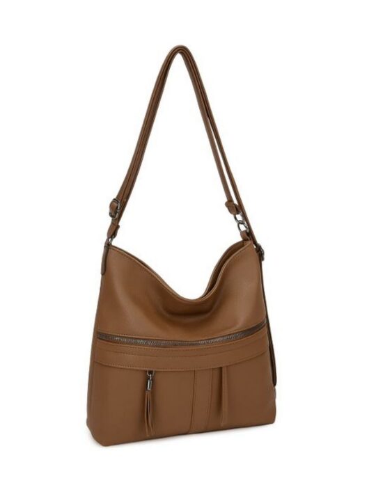 Vrečasta torbica LS COLLECTION Erik Style - rjava, hobo