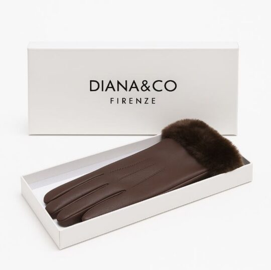 Rokavice LS COLLECTION Diana - rjave, v darilni embalaži