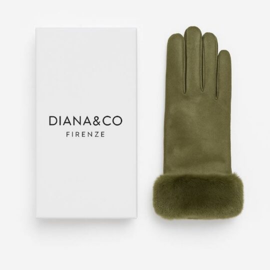 Rokavice LS COLLECTION Diana - olivno zelene, v darilni embalaži