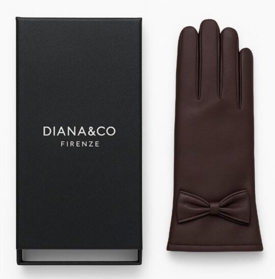 Rokavice LS COLLECTION Diana - rjave, v darilni embalaži