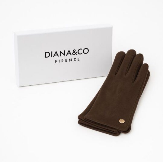 Rokavice LS COLLECTION Diana - temno rijave, v darilni embalaži