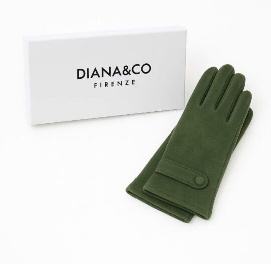 Rokavice LS COLLECTION Diana - olivno zelene, v darilni embalaži