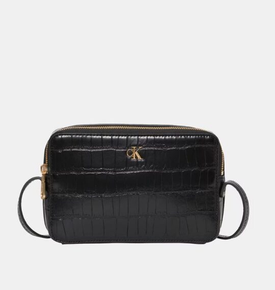Torbica za čez ramo CALVIN KLEIN Croc - črna