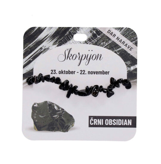 Zapestnica Obsidian Zodiak - poldragi kamen