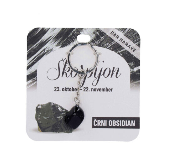 Obesek za ključe Obsidian Zodiak - poldragi kamen