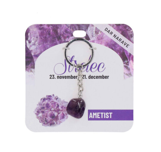 Obesek za ključe Ametist Zodiak - poldragi kamen
