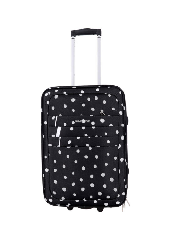Kabinski kovček TRAVEL AND MORE - črne pike, 55×36×20 cm, 34 l