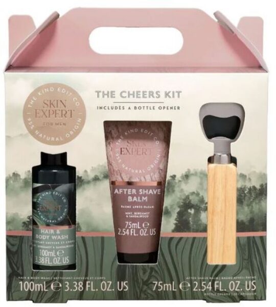 Darilni set KIND EDIT Skin Expert - moški, nega in odpirač za steklenice