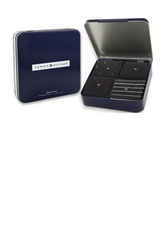 Moške nogavice TOMMY HILFIGER - dolge, črne, 4 pari