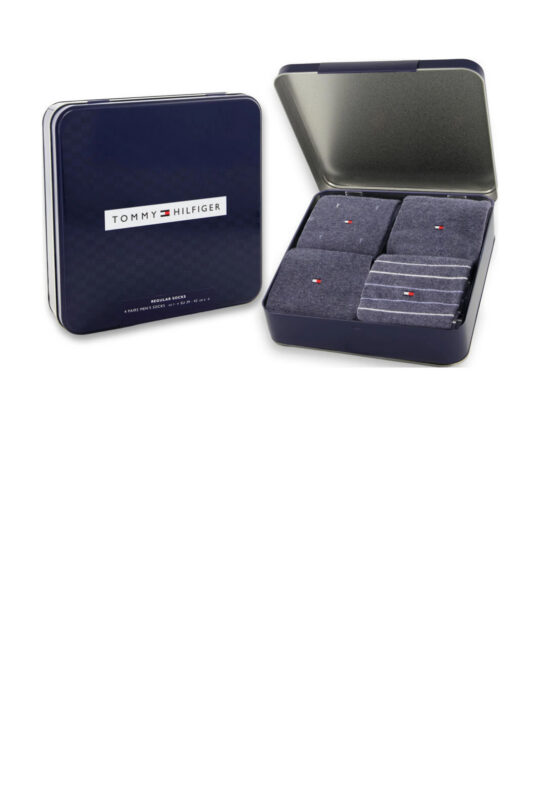 Moške nogavice TOMMY HILFIGER - dolge, modre, 4 pari