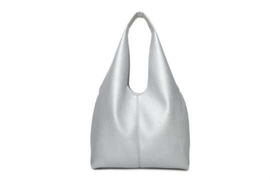 Vrečasta torbica LS COLLECTION Andrea Massi - srebrna, hobo