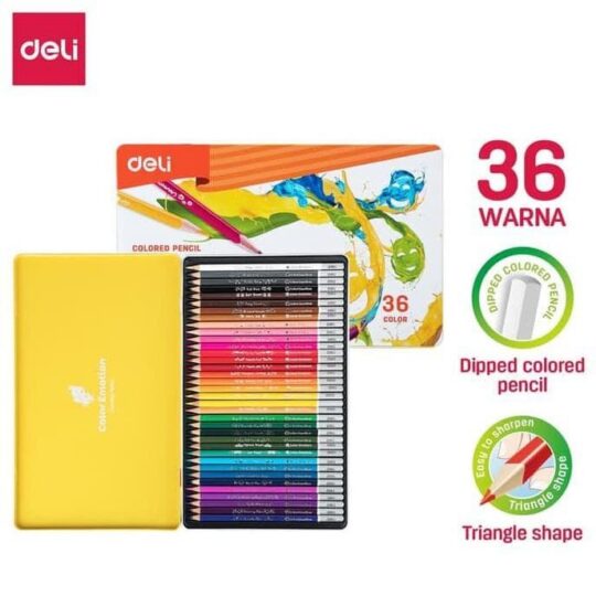 Barvice DELI Coloremotion - kovinska škatla, 36 barv