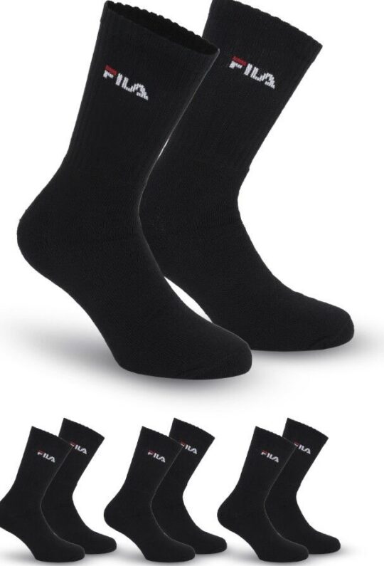 Nogavice FILA - dolge, črne, 3 pari, 35/38