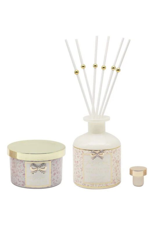 Darilni set LEONARDO - sveča in difuzor, velvet rose and oud, mum, 2v1