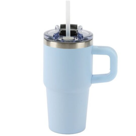 Termovka s slamico MIAU - modra, 600 ml