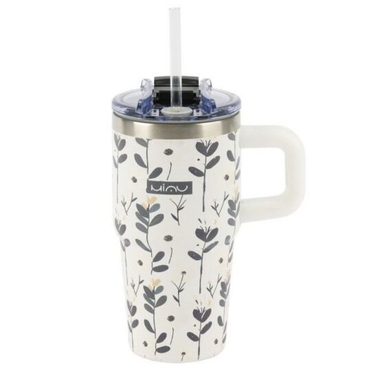 Termovka s slamico MIAU - flower, 600 ml