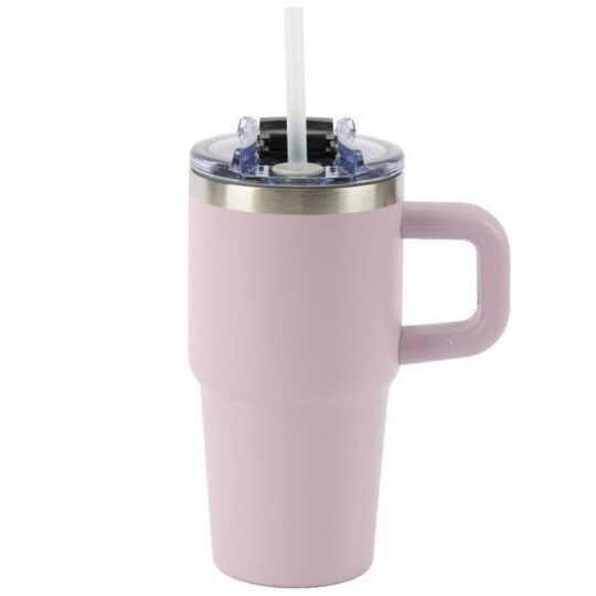 Termovka s slamico MIAU - vijolična, 600 ml