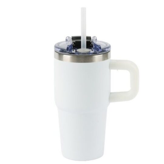 Termovka s slamico MIAU - bela, 600 ml