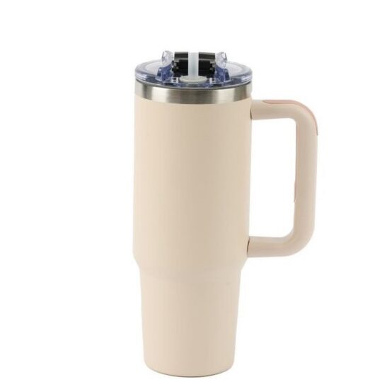 Termovka s slamico MIAU - bež, 900 ml