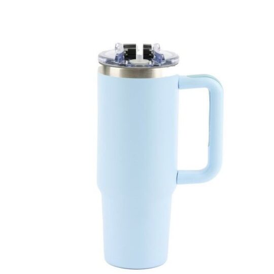 Termovka s slamico MIAU - modra, 900 ml