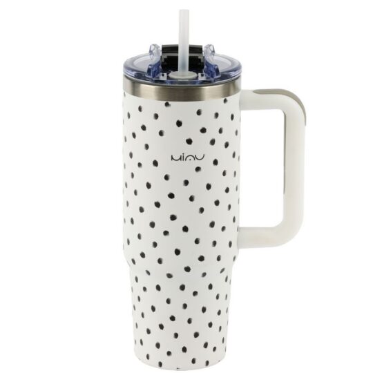 Termovka s slamico MIAU - dots, 900 ml