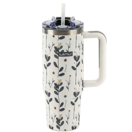 Termovka s slamico MIAU - flower, 900 ml