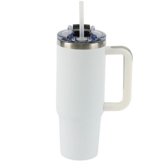 Termovka s slamico MIAU - bela, 900 ml