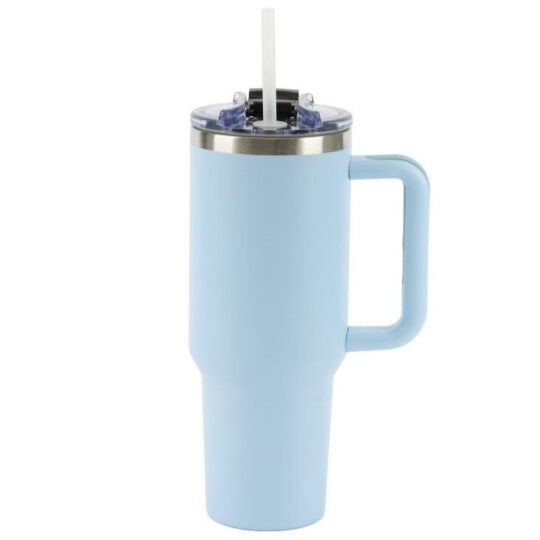 Termovka s slamico MIAU - modra, 1200 ml